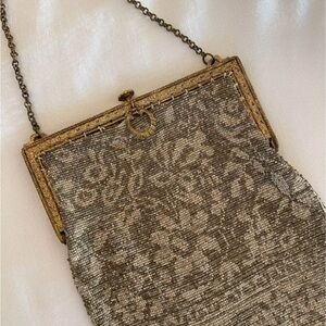 Vintage Beaded Purse Silver / Gold - 97.5x5.5 -Missing Lining